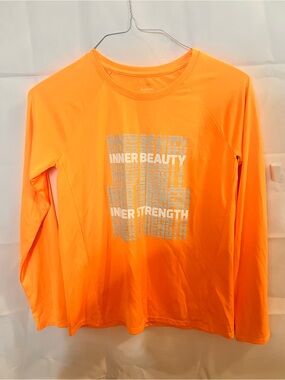 tek gear Neon Orange Long Sleeve Performance Tee Girl Size 14/16